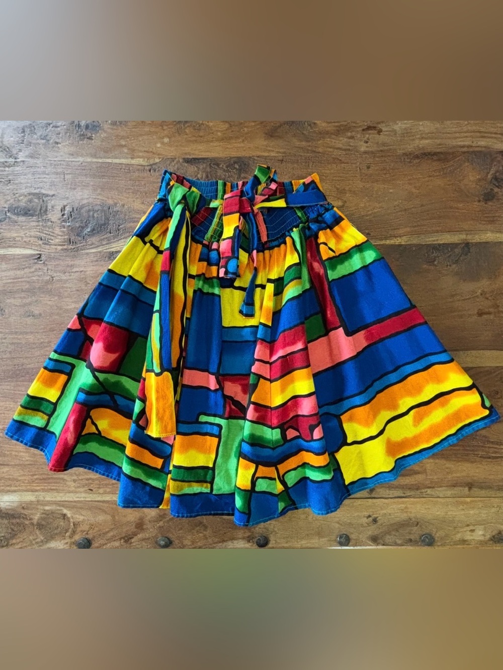 Colorblock Elastic Waist Swing Skirt - Multicolor - Picture 2 of 7